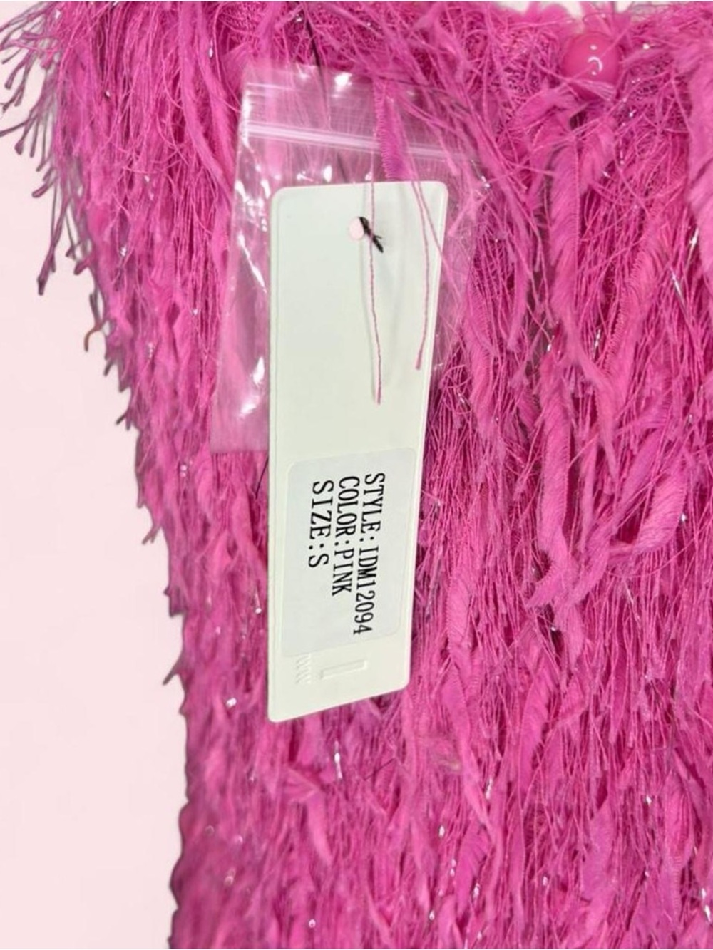 Hot Pink Feathered Mini Dress - Picture 6 of 6